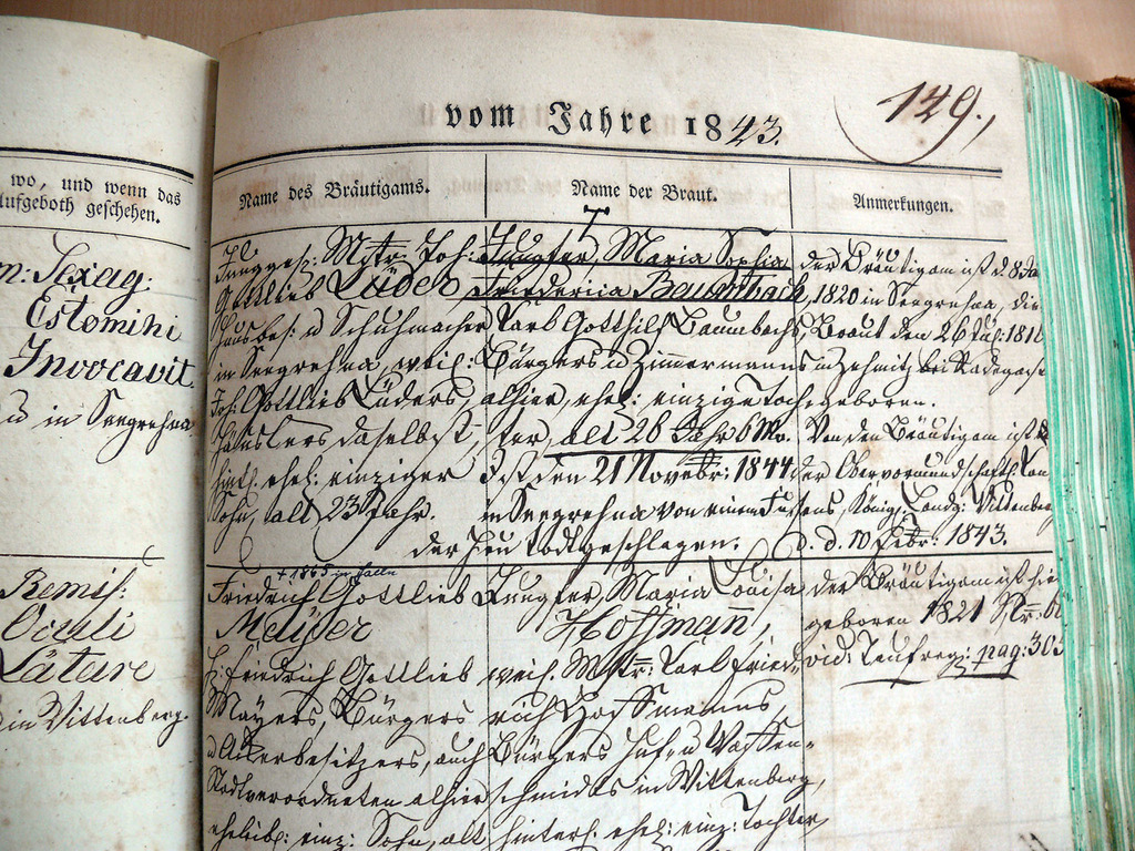 In den Kirchengemeinden befinden sich die alten Kirchenbücher. Hier wurde akribisch aufgeschrieben, wer wann und wo getauft wurde, geheiratet hat oder verstorben ist. Die Ahnenforschung wird anhand dieser alten Aufzeichnungen durchgeführt. Foto: Andreas B In den Kirchengemeinden befinden sich die alten Kirchenbücher. Hier wurde akribisch aufgeschrieben, wer wann und wo getauft wurde, geheiratet hat oder verstorben ist. Die Ahnenforschung wird anhand dieser alten Aufzeichnungen durchgeführt. Foto: Andreas B